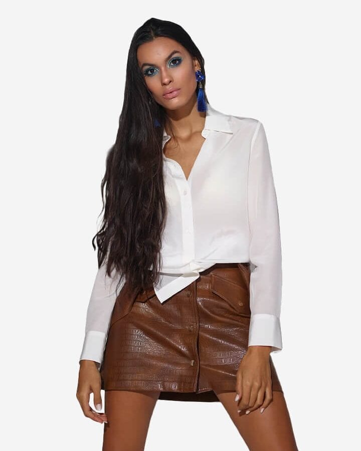 Silk long shirt white