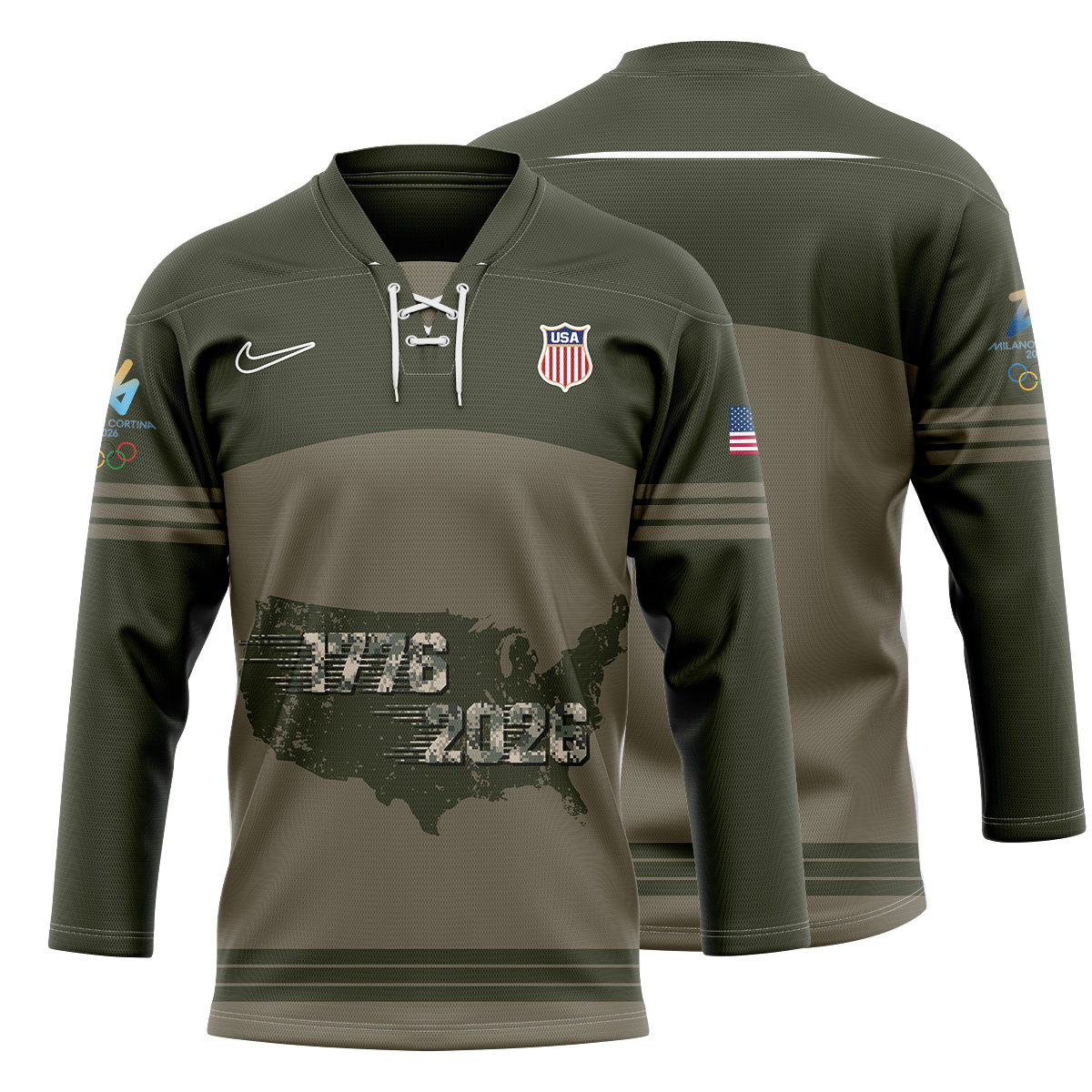 Winter Olympics 2026-Team USA Hockey Military Green Pro Jersey US2551